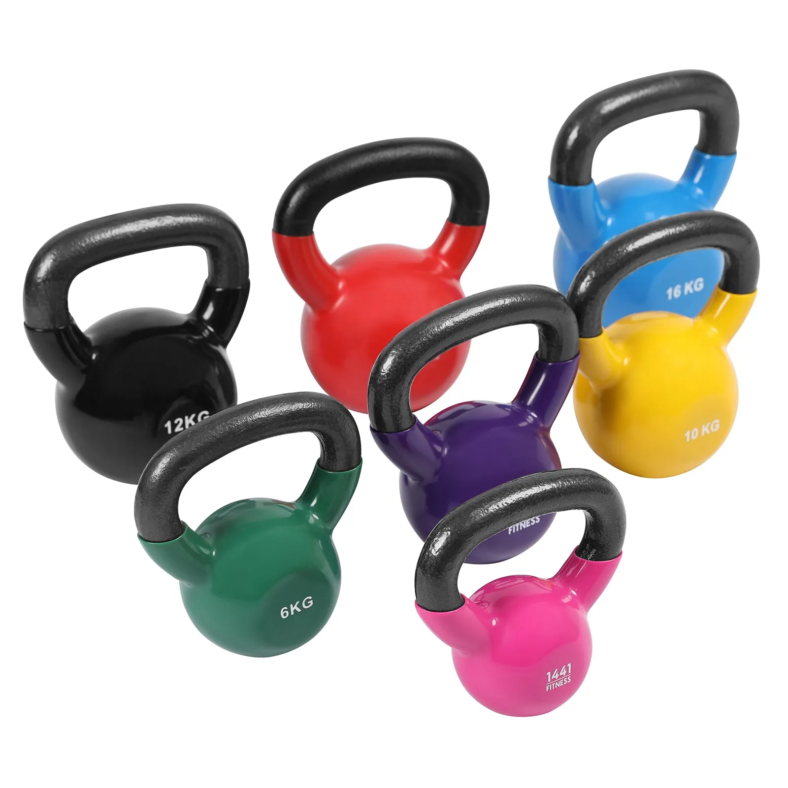 1441 Fitness Vinyl Coated Kettlebell - 4 Kg to 16 Kg - 7 Pcs Set