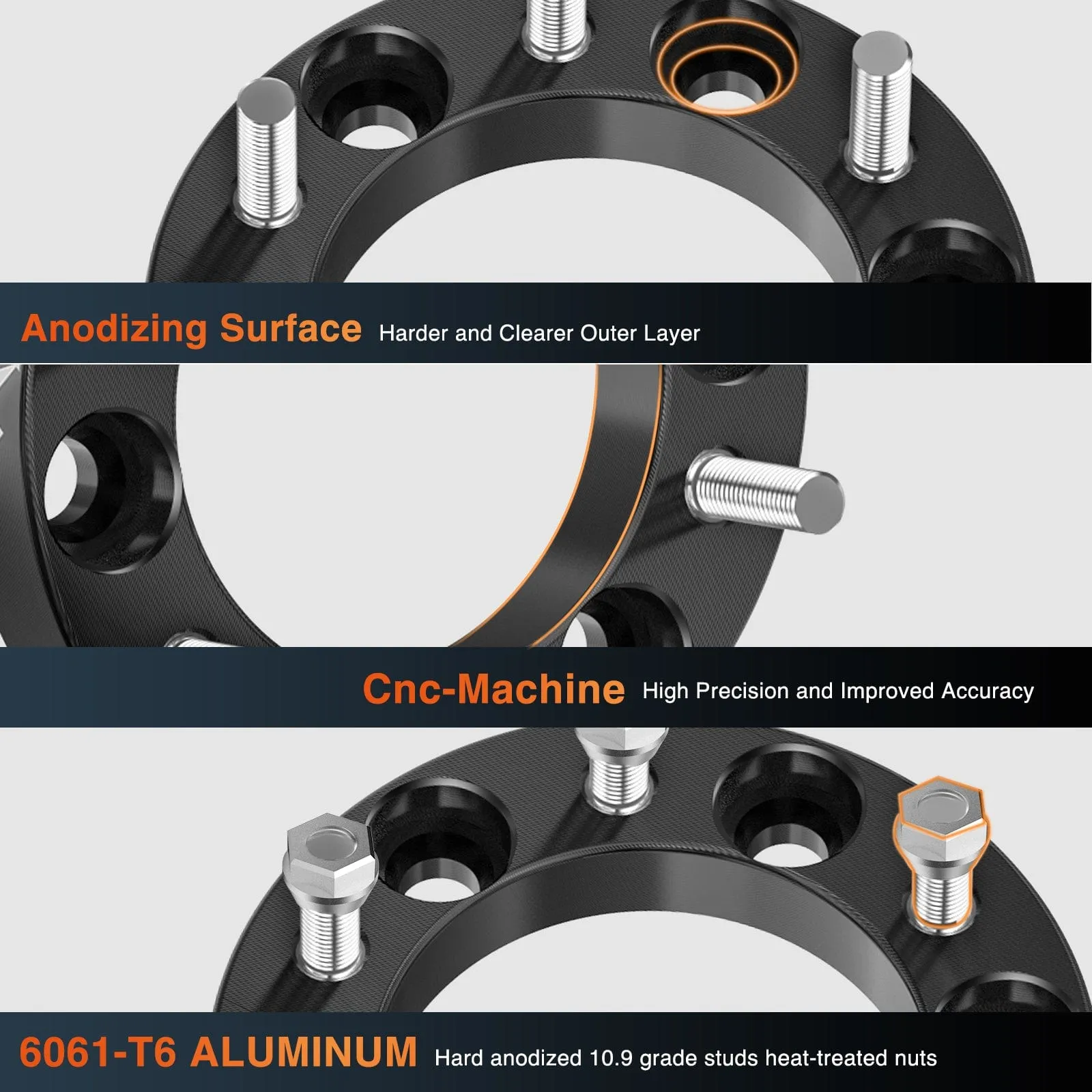 1.5inch (38mm) Wheel Spacers 4Pcs For 1995-2023 Toyota Tacoma 1989-2023 4Runner FJ Cruiser Tundra Fortuner Sequoia Land Cruiser | 6x139.7 | 106 Hub Bore | 12x1.5 Studs