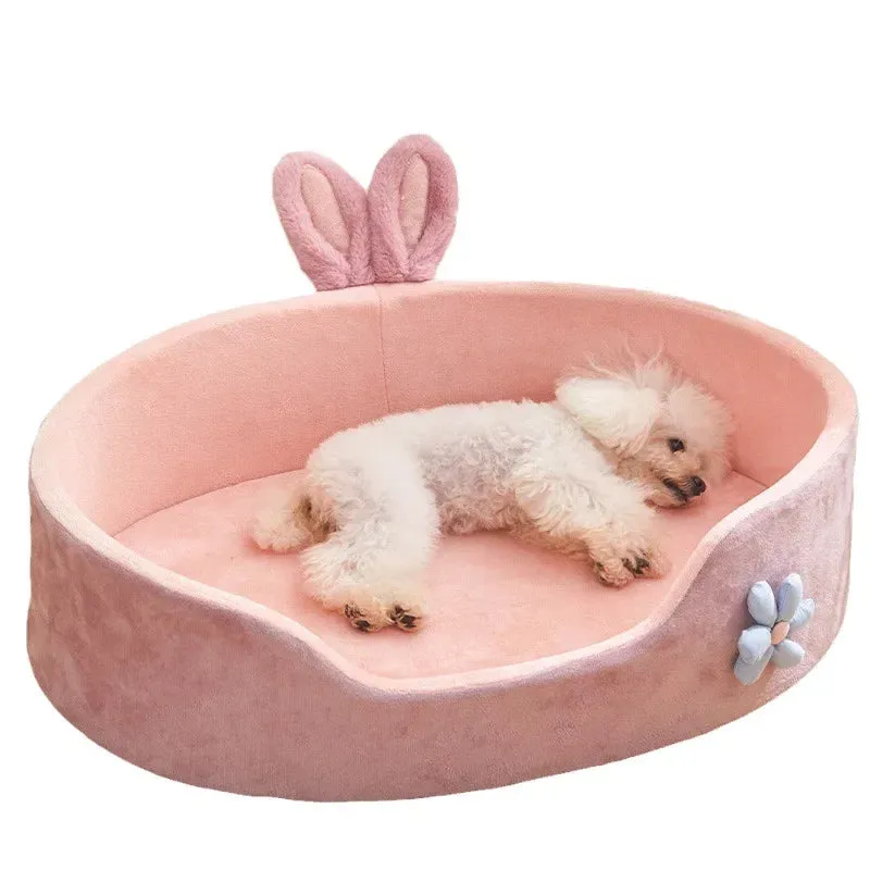 1pcs Four Seasons Thickened Deep Sleeping Pet Bed - Super Cute Pink Dog Bed, Cat Nest for Small and Medium Pets, Cama Para Perros