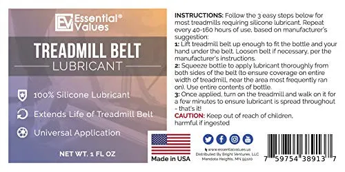 2 Pack Essential Values Treadmill Belt Lubricant - 100% Silicone Universal Treadmil Belt Lube, Made in USA