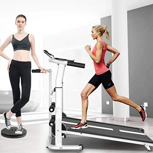 3 in1 Multifunctional Folding Incline Treadmill, Manual Running Belt Jogging Walking Machine with LED Display for Home Gym Cardio Fitness Equipment From Overall To Partial Exercise【UK in Stock】
