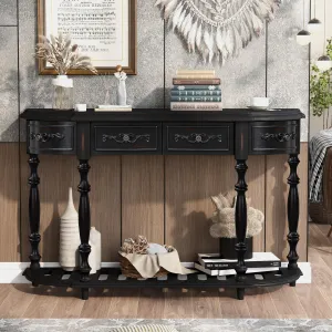52" Modern Curved Console Table, 4 Drawers, 1 Shelf for Hallway