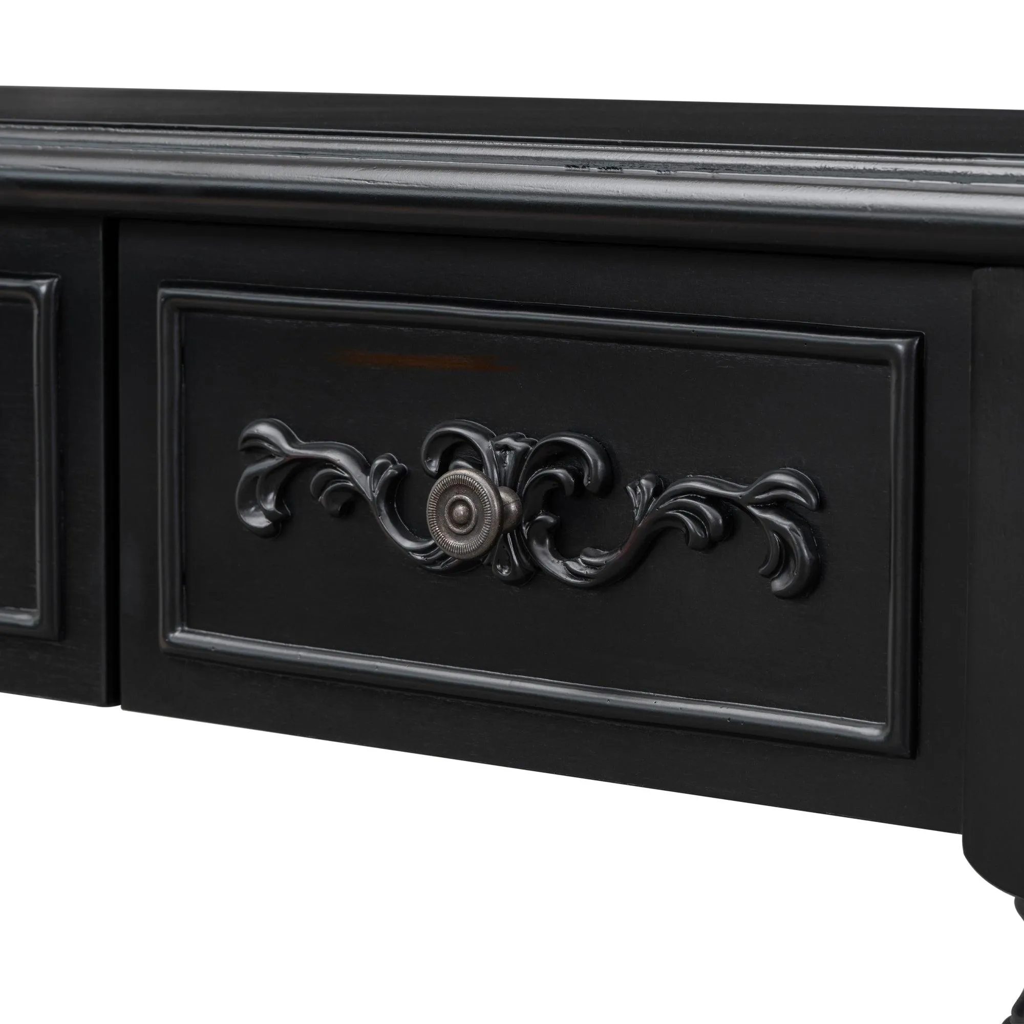 52" Modern Curved Console Table, 4 Drawers, 1 Shelf for Hallway