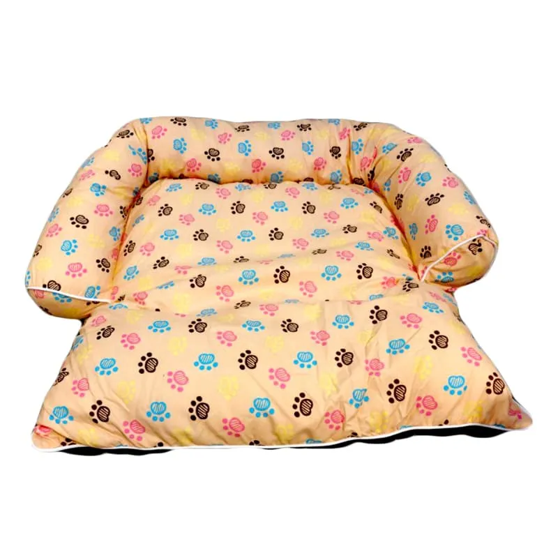 ACE PET Colourful Paws Light Brown Non-Fur Empress Dog Bed