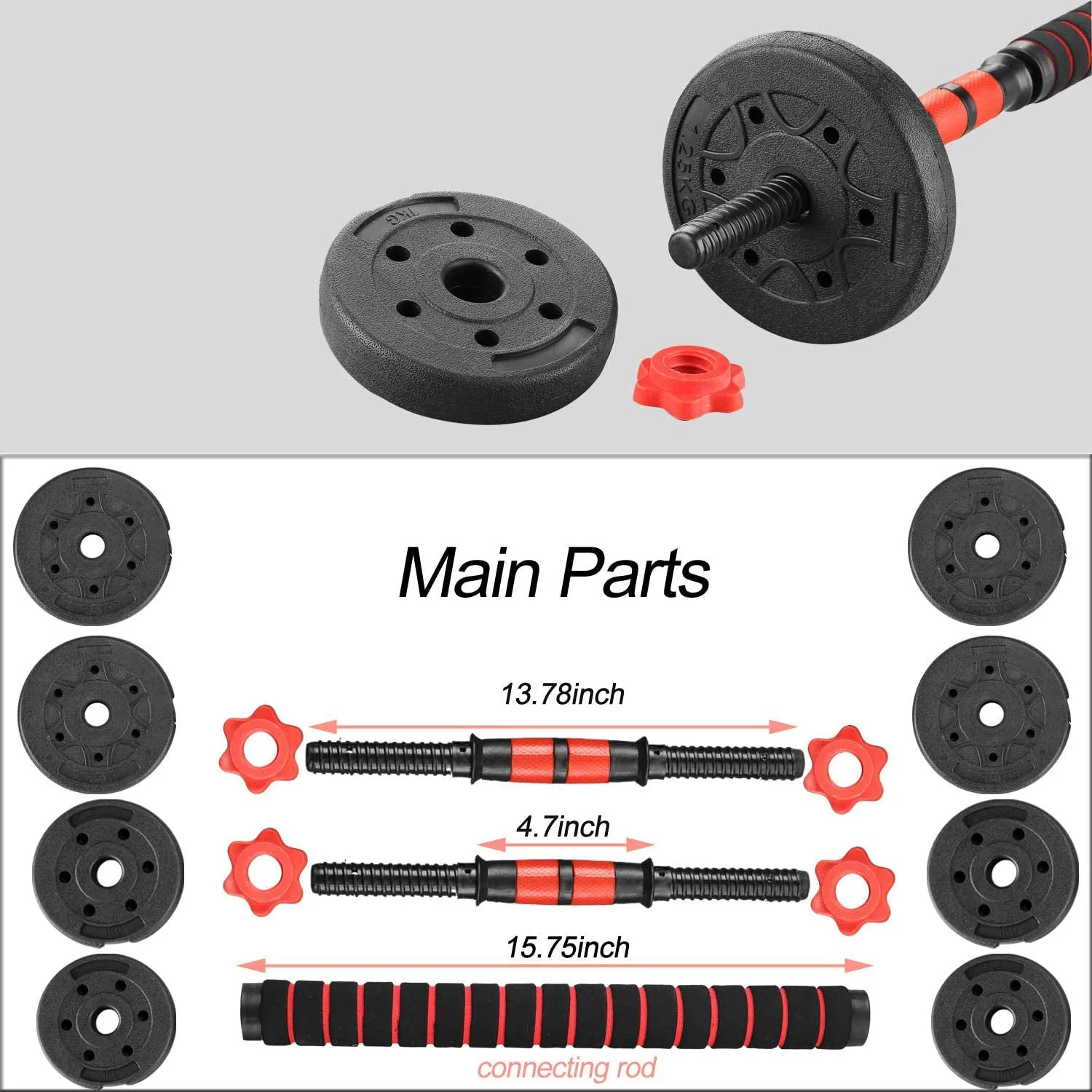 Adjustable Dumbbells Weight Set Training Equipment Barbell