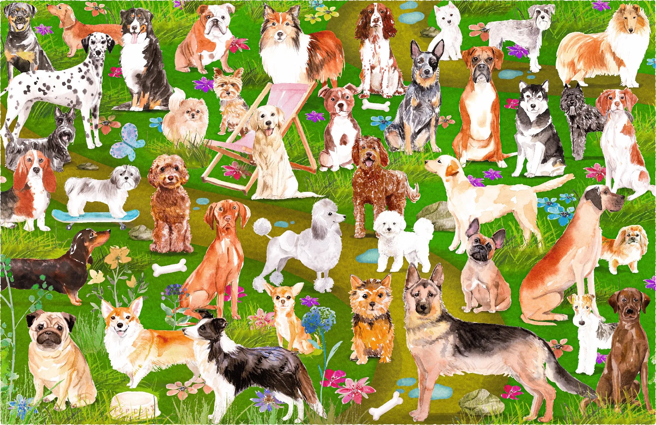At The Dog Park (500 Piece Wooden Jigsaw Puzzle)
