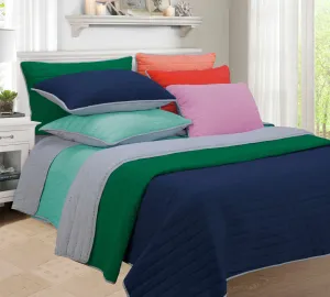 Brandon Cotton Embroidered Solid Reversible Breathable Quilt Set