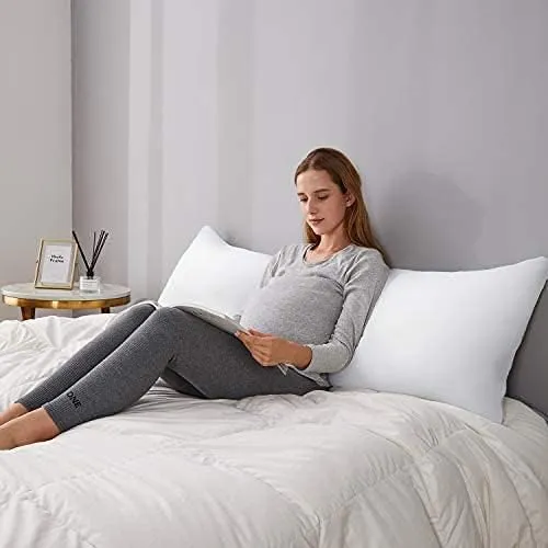 CAN Long Bed Pillow, Breathable Side Pillow, Maternity Pillow, White