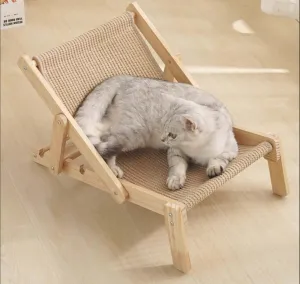 Cat Hammock Bed Modern Lounge Chair Wooden Sisal Durable for Cat under20kg