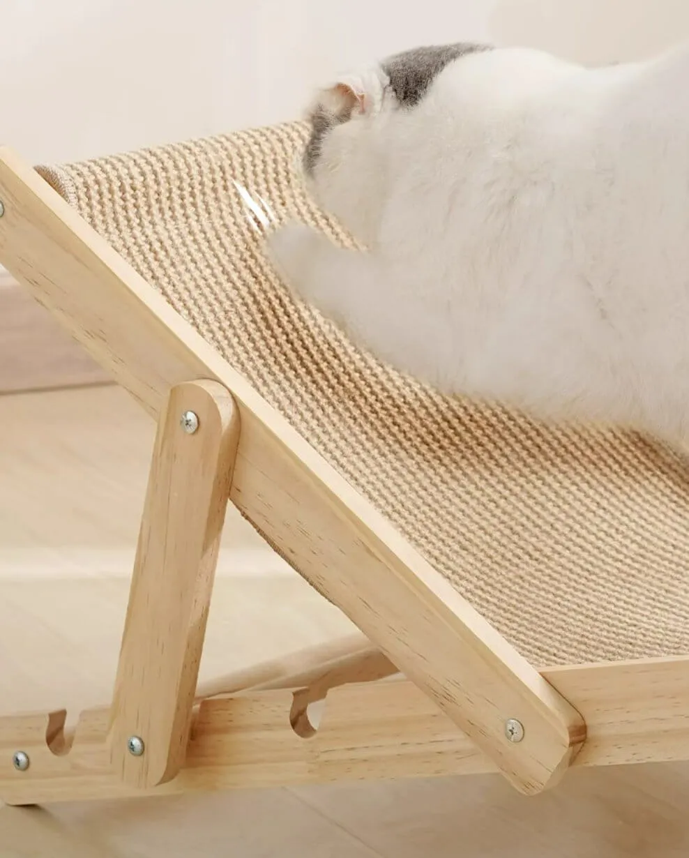 Cat Hammock Bed Modern Lounge Chair Wooden Sisal Durable for Cat under20kg