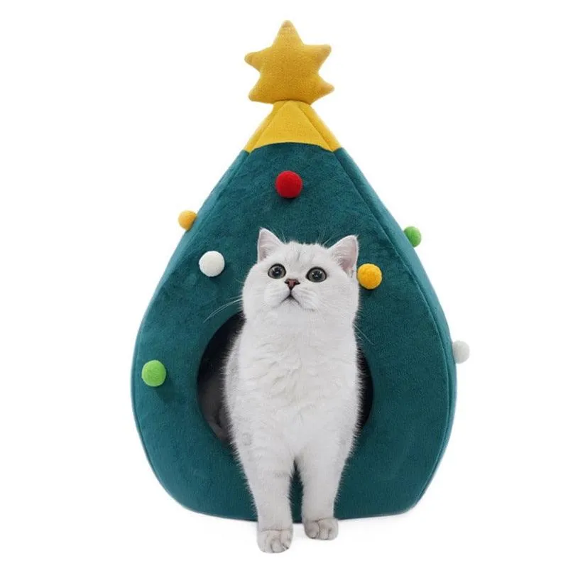 Christmas Comfy Cat Bed House