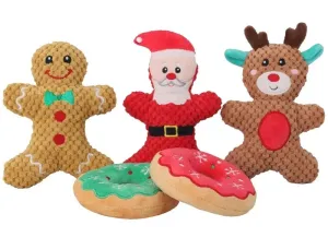 Christmas Dog Plush Squeak Toy Set – Festive & Fun for Pets