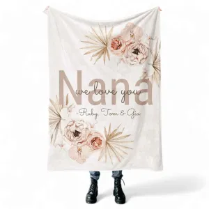 Custom Name Blanket with Floral Design - Personalized Gift for Family & Friends