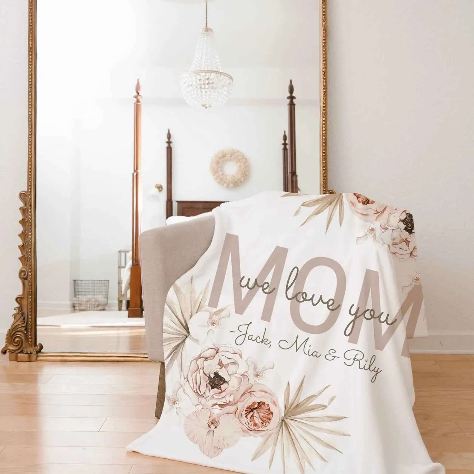 Custom Name Blanket with Floral Design - Personalized Gift for Family & Friends