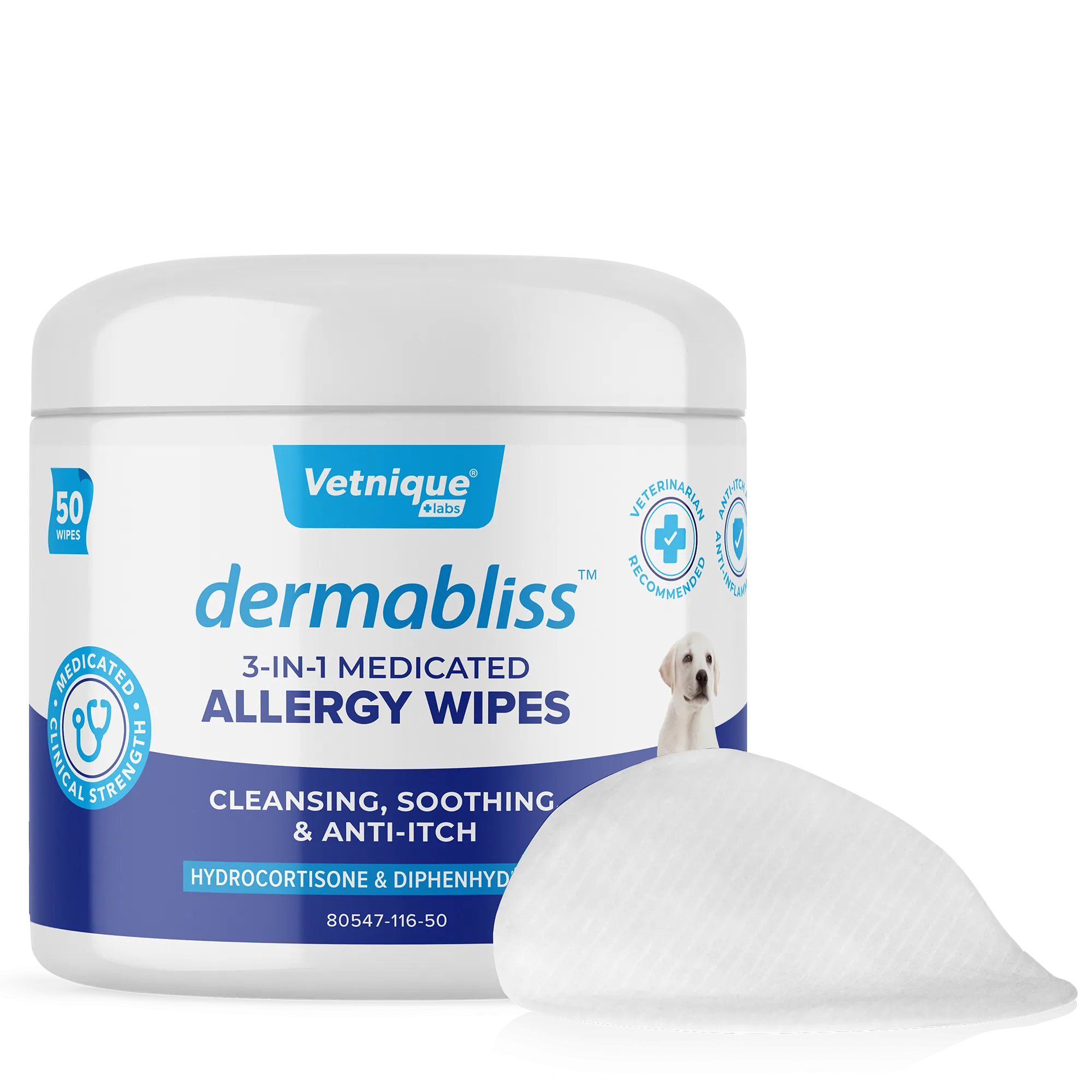 Dermabliss Medicated 3-in-1 Allergy Wipes 50ct