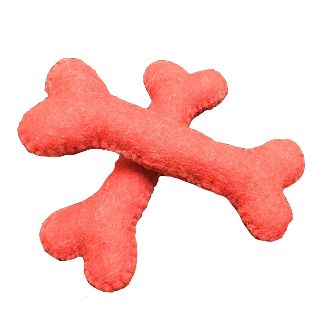 Dog Toy - Bone Shape  I Wool Felt | Pet Toy