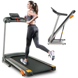 Electric Treadmill With Lcd For Home Foldable 2.5Hp 12Km / H, Bluetooth Music Cup, Holder Heart Rate Sensor, Cardio Exercise Machine, Walking Running Machine For Indoor Home Gym Exercise Fitness - Black