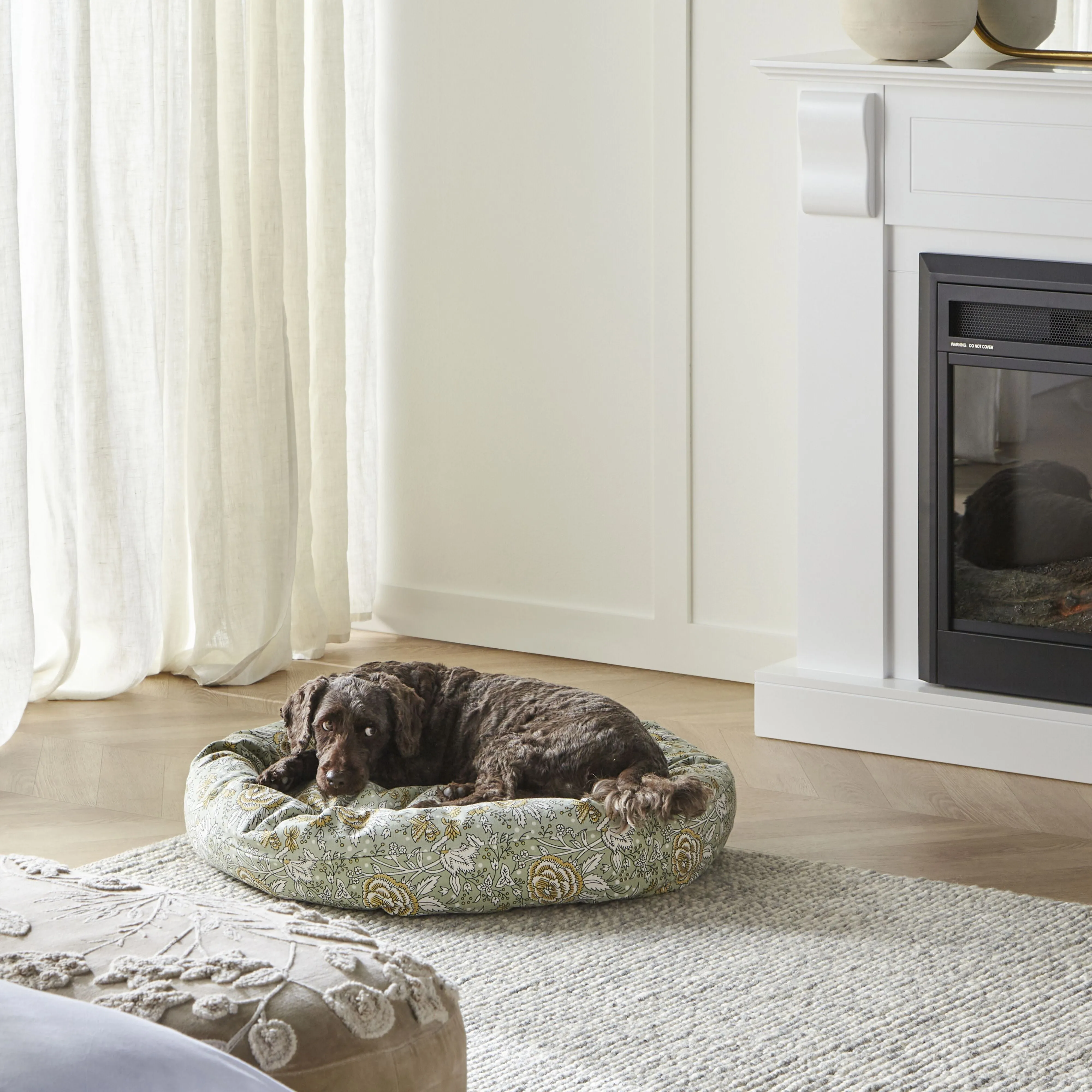 Elia Floral Blockprint Pet Bed Sage 80x15cm