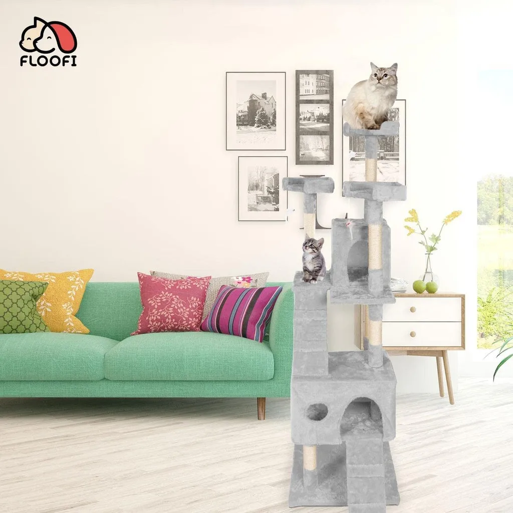 Floofi Plush Condo Cat Tree "170cm" [Grey]