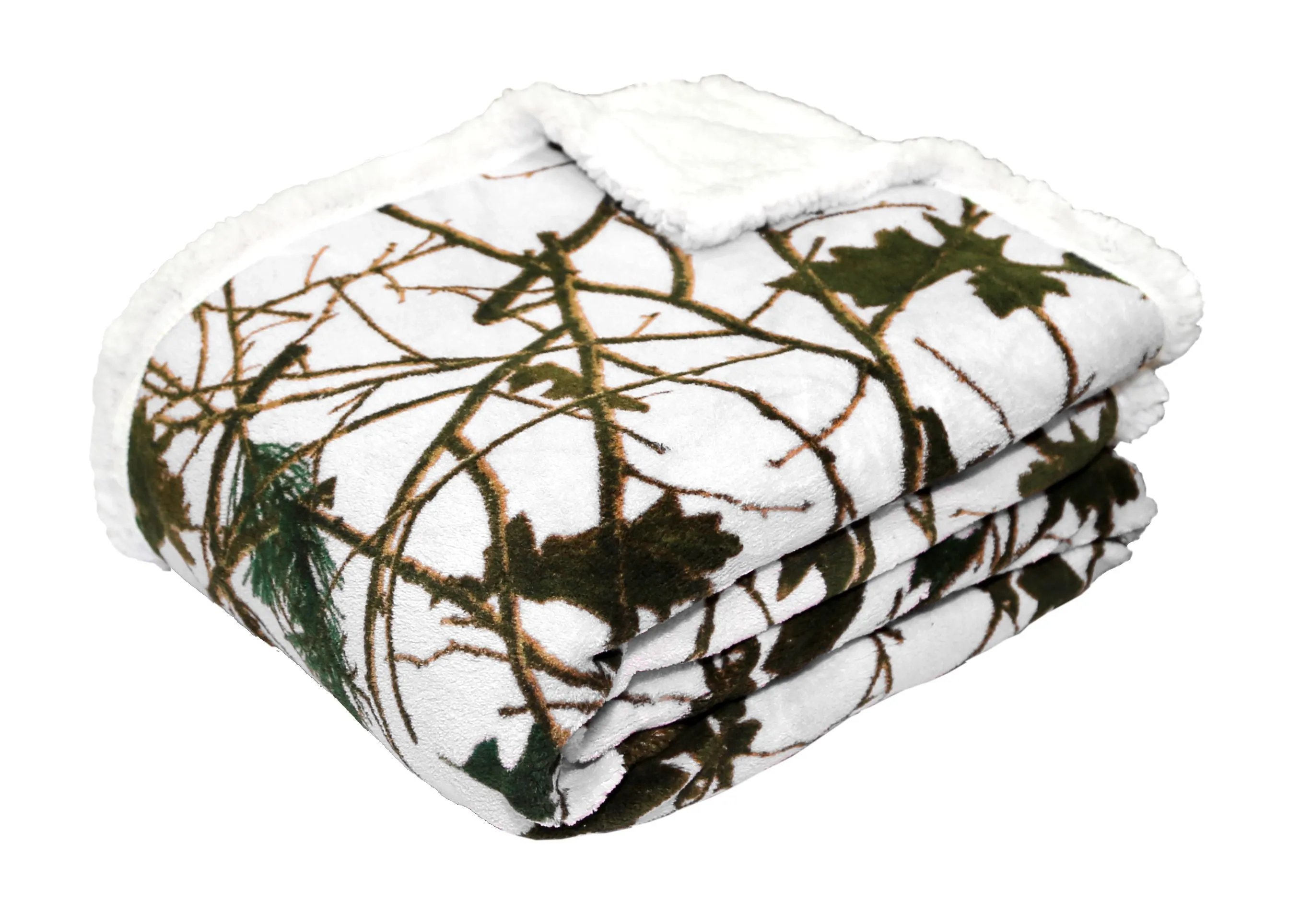 Floral Camo Plush Sherpa Fleece Blanket Throw