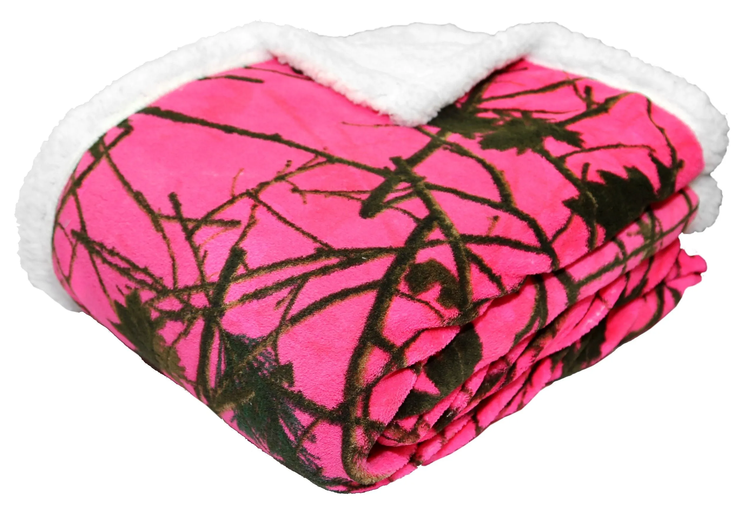 Floral Camo Plush Sherpa Fleece Blanket Throw