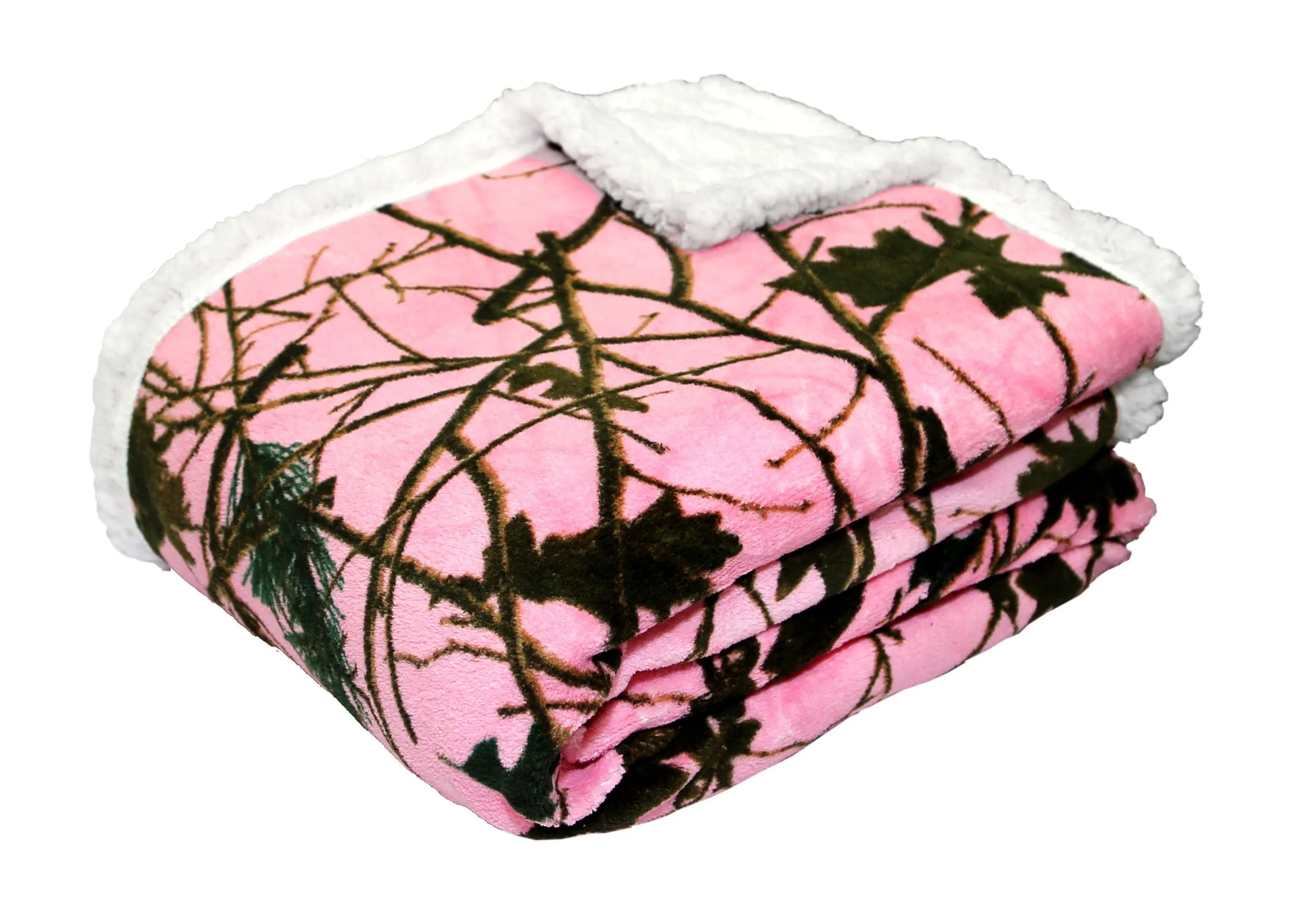 Floral Camo Plush Sherpa Fleece Blanket Throw