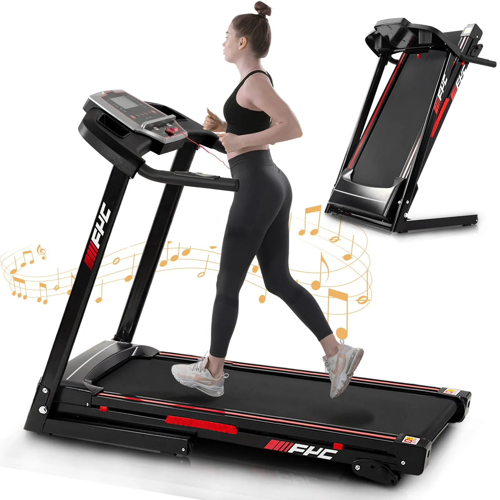 Folding Treadmills For Home - 3.5Hp Portable Foldable With Incline, Electric Treadmill For Running Walking Jogging Exercise With 12 Preset Programs, Indoor Workout Training Space Save Apartment