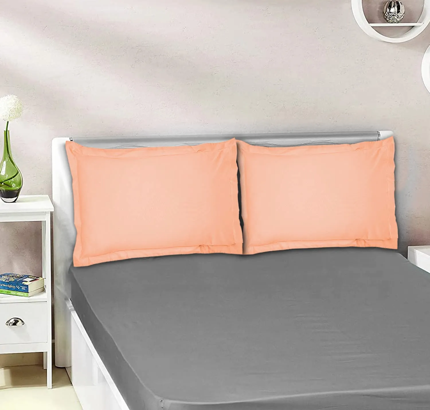 Heart Home Breathable & Soft Cotton Pillow Cover for Sofa, Couch, Bed - 29x20 Inch, Set of 4 (Peach) 52HH4034