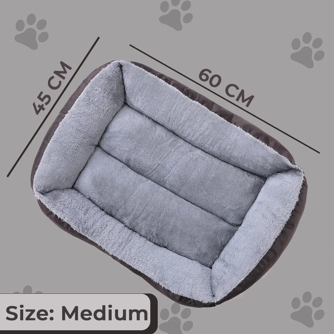 Homestic Dog & Cat Bed|Polyester Face with Cotton & Polyester Filling|Comfortable and Durable|Rectangle Pet Bed for Enhanced Stretching Space|Machine Wash|QY036BR-M|Brown