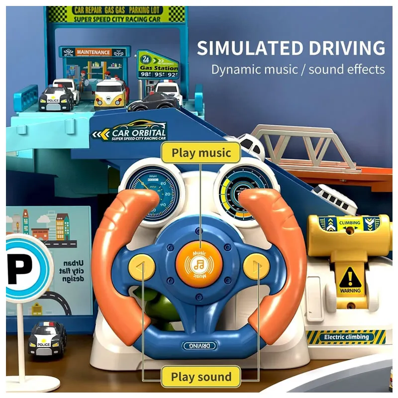 Kids Educational Car Race Tracks And Steering Wheel Toy Wj-686