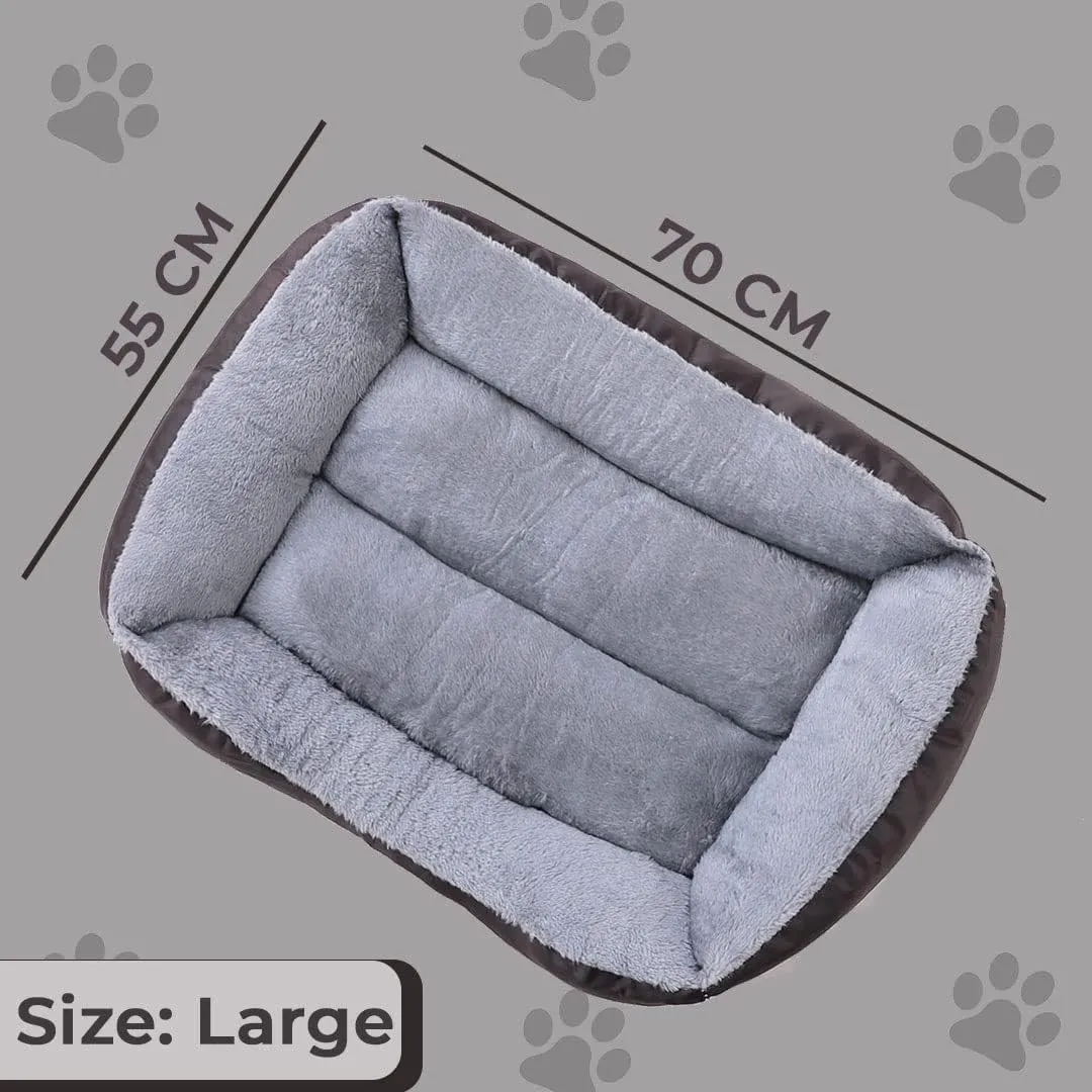 Kuber Industries Dog & Cat Bed|Polyester Face with Cotton & Polyester Filling|Comfortable and Durable|Rectangle Pet Bed for Enhanced Stretching Space|Machine Wash|QY036BR-L|Brown (Pack of 3)