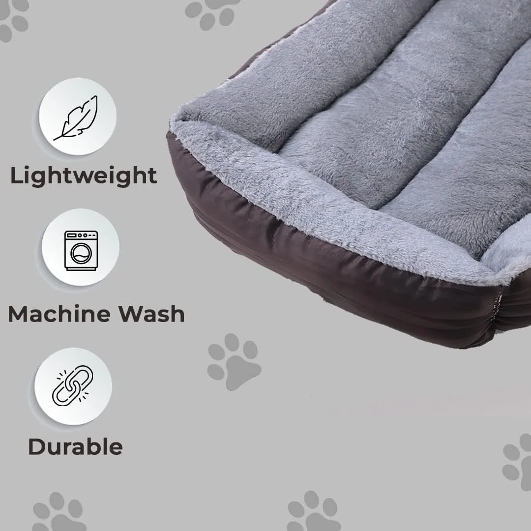 Kuber Industries Dog & Cat Bed|Polyester Face with Cotton & Polyester Filling|Comfortable and Durable|Rectangle Pet Bed for Enhanced Stretching Space|Machine Wash|QY036BR-L|Brown (Pack of 3)
