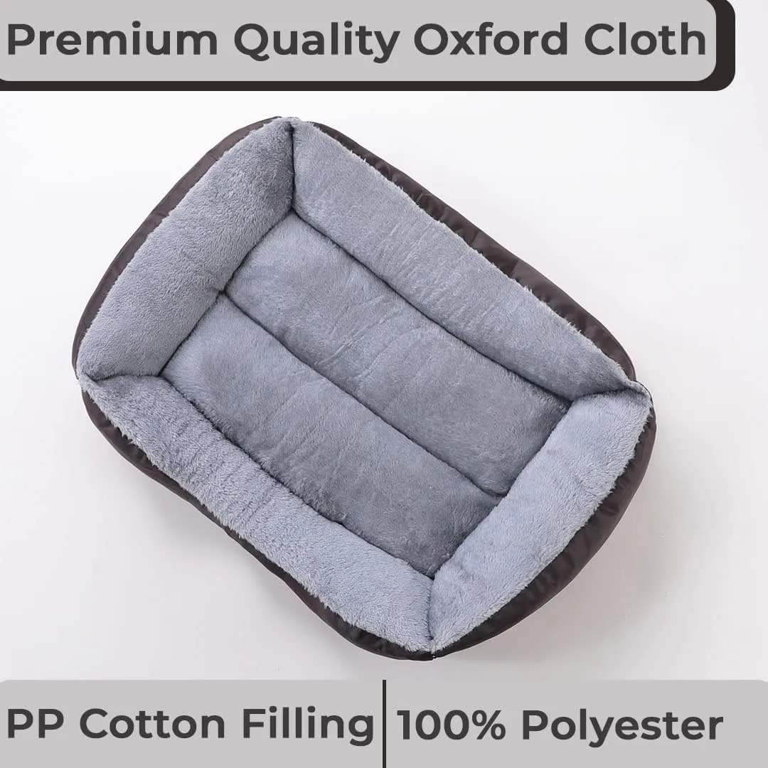 Kuber Industries Dog & Cat Bed|Polyester Face with Cotton & Polyester Filling|Comfortable and Durable|Rectangle Pet Bed for Enhanced Stretching Space|Machine Wash|QY036BR-L|Brown (Pack of 3)