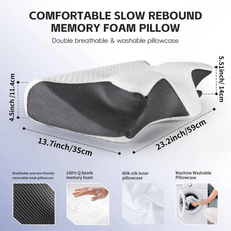 Memory Foam Neck Pillow, 1 Count Soft Comfortable Neck Support Pillow, Halloween Decor Neck Rest Cushion for Sleeping, Sleeping Pillow, Soft Neck Pillow, Bedroom Accessories, Boyfriend Gifts, Halloween Gifts