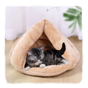 PAWS ASIA Suppliers Direct Sale Modern Half Enclosed Luxury Plush Soft Novelty Cute Removable Round Calming Cat Bed Sofa
