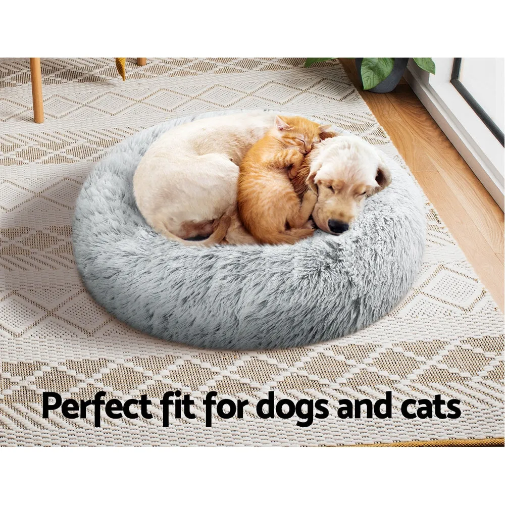 Pet Bed Dog Cat Calming Bed Small 60cm Charcoal Sleeping Comfy Cave Washable