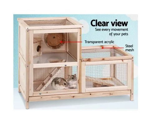 Pet Hamster Guinea Pig Ferrets Rodents Large Wooden Hutch with Run