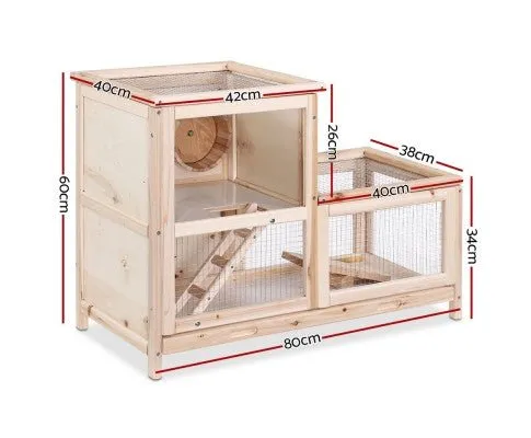 Pet Hamster Guinea Pig Ferrets Rodents Large Wooden Hutch with Run