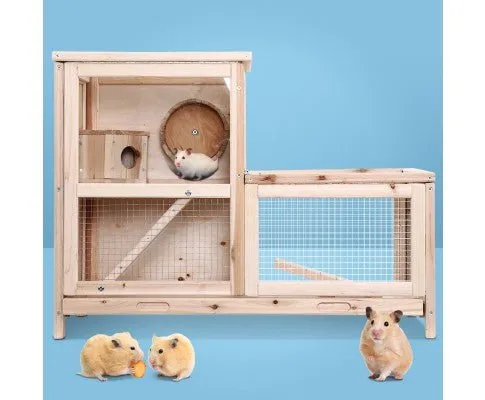 Pet Hamster Guinea Pig Ferrets Rodents Large Wooden Hutch with Run