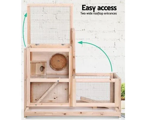Pet Hamster Guinea Pig Ferrets Rodents Large Wooden Hutch with Run