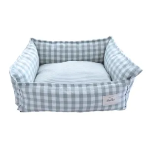 Plaid Square Linen Dog Bed