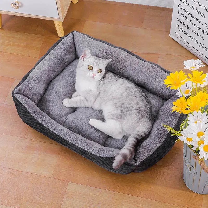 Plush Square Pet Bed Set