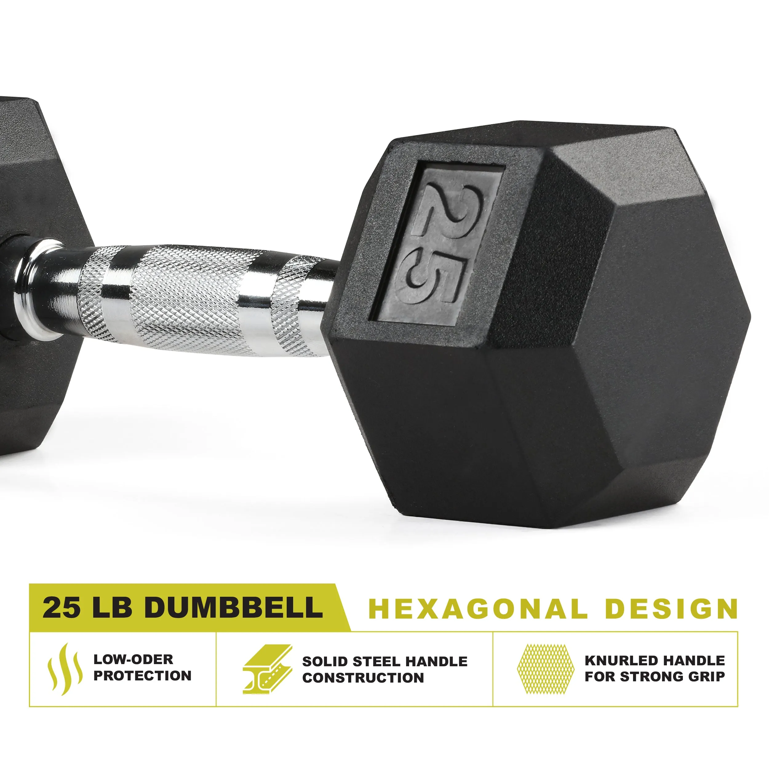 PRCTZ Rubber Encased Hex Dumbbell, Pair, 5-40lb