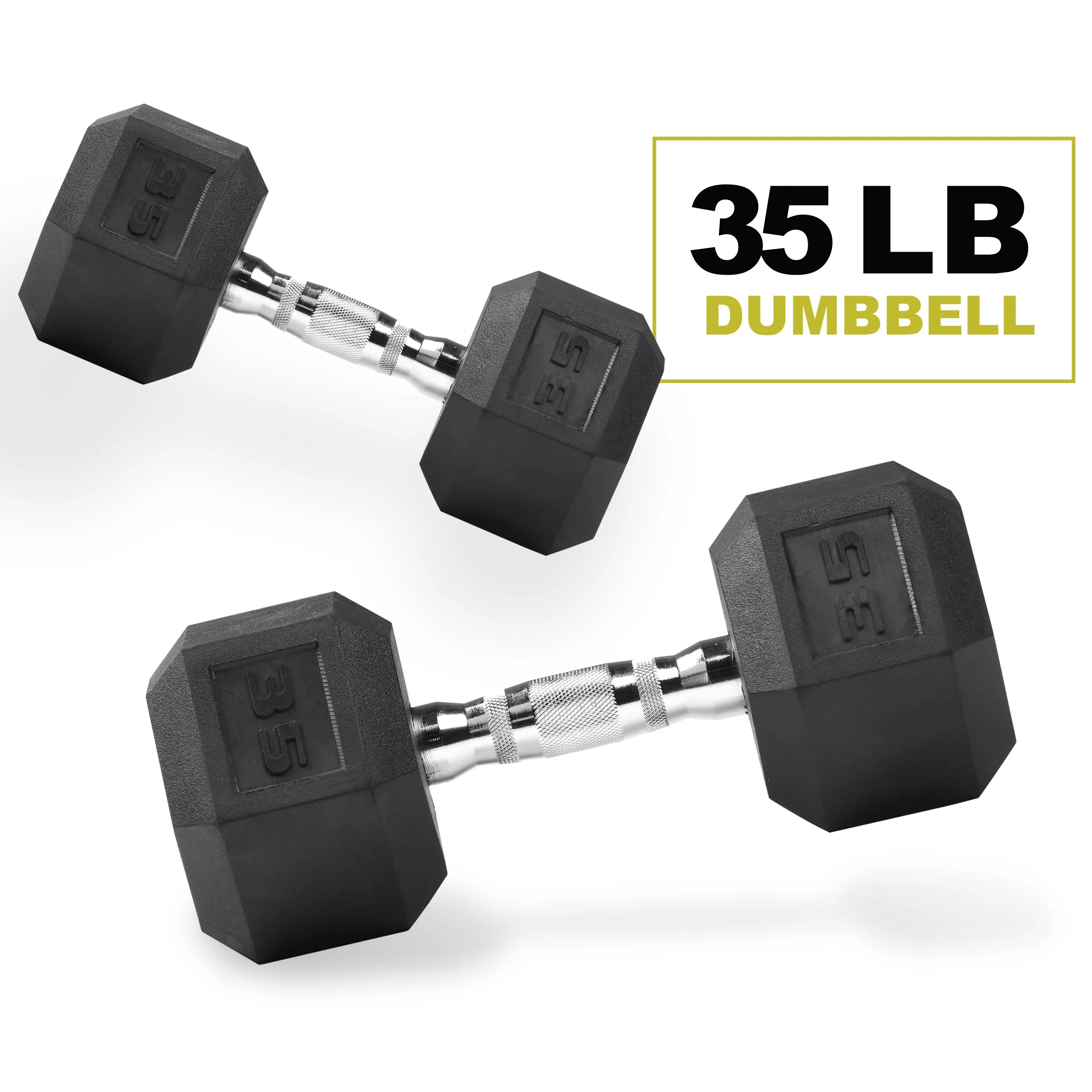 PRCTZ Rubber Encased Hex Dumbbell, Pair, 5-40lb