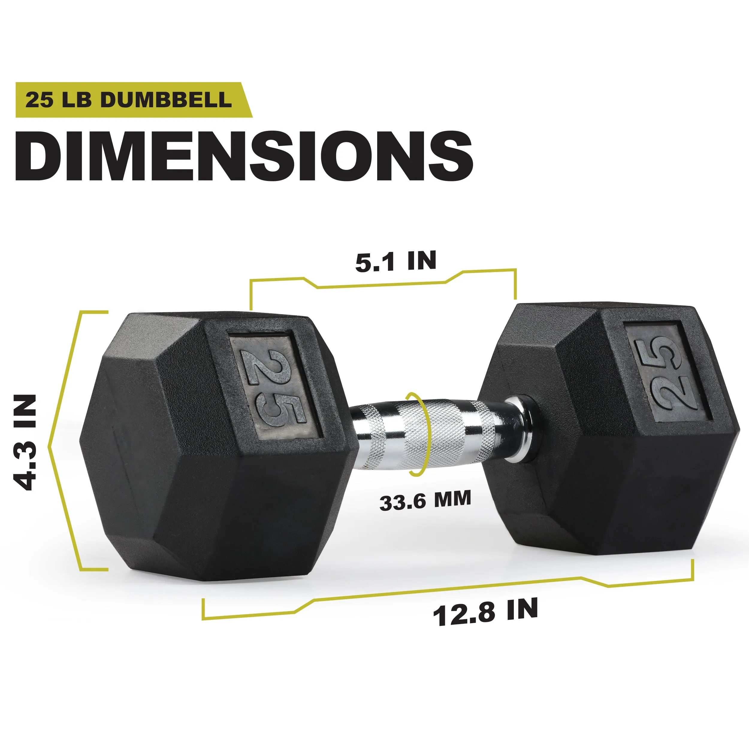 PRCTZ Rubber Encased Hex Dumbbell, Pair, 5-40lb