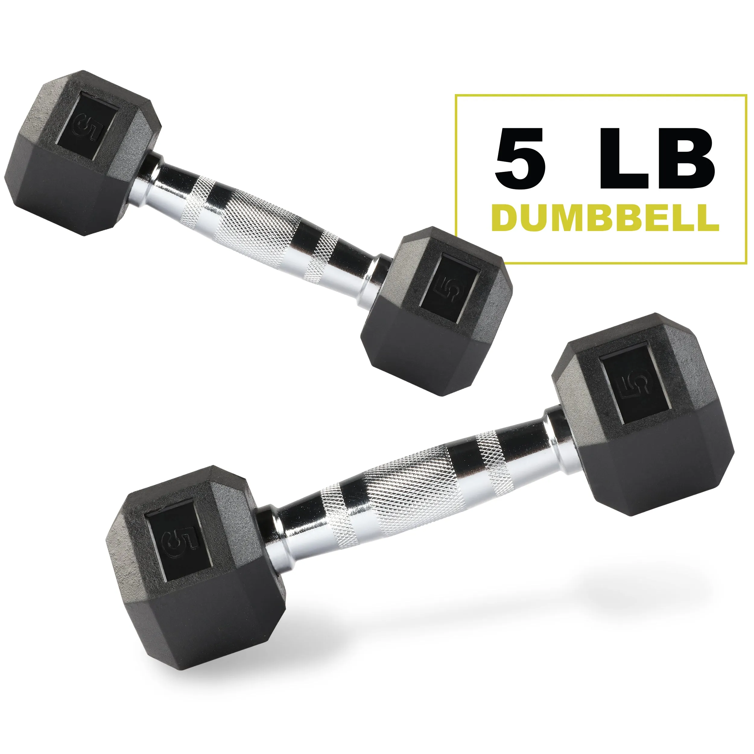 PRCTZ Rubber Encased Hex Dumbbell, Pair, 5-40lb