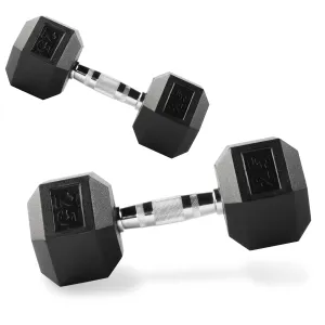 PRCTZ Rubber Encased Hex Dumbbell, Pair, 5-40lb