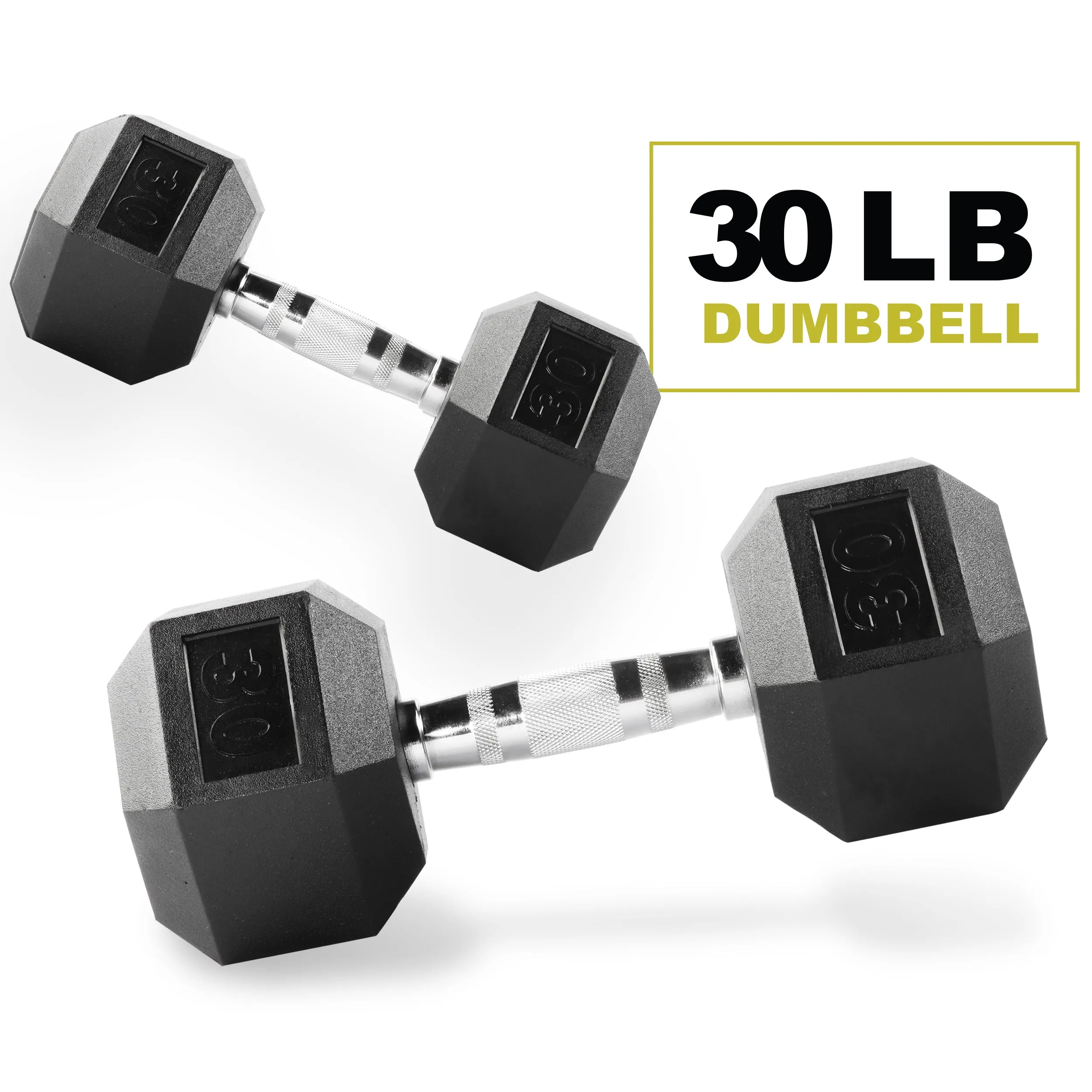 PRCTZ Rubber Encased Hex Dumbbell, Pair, 5-40lb