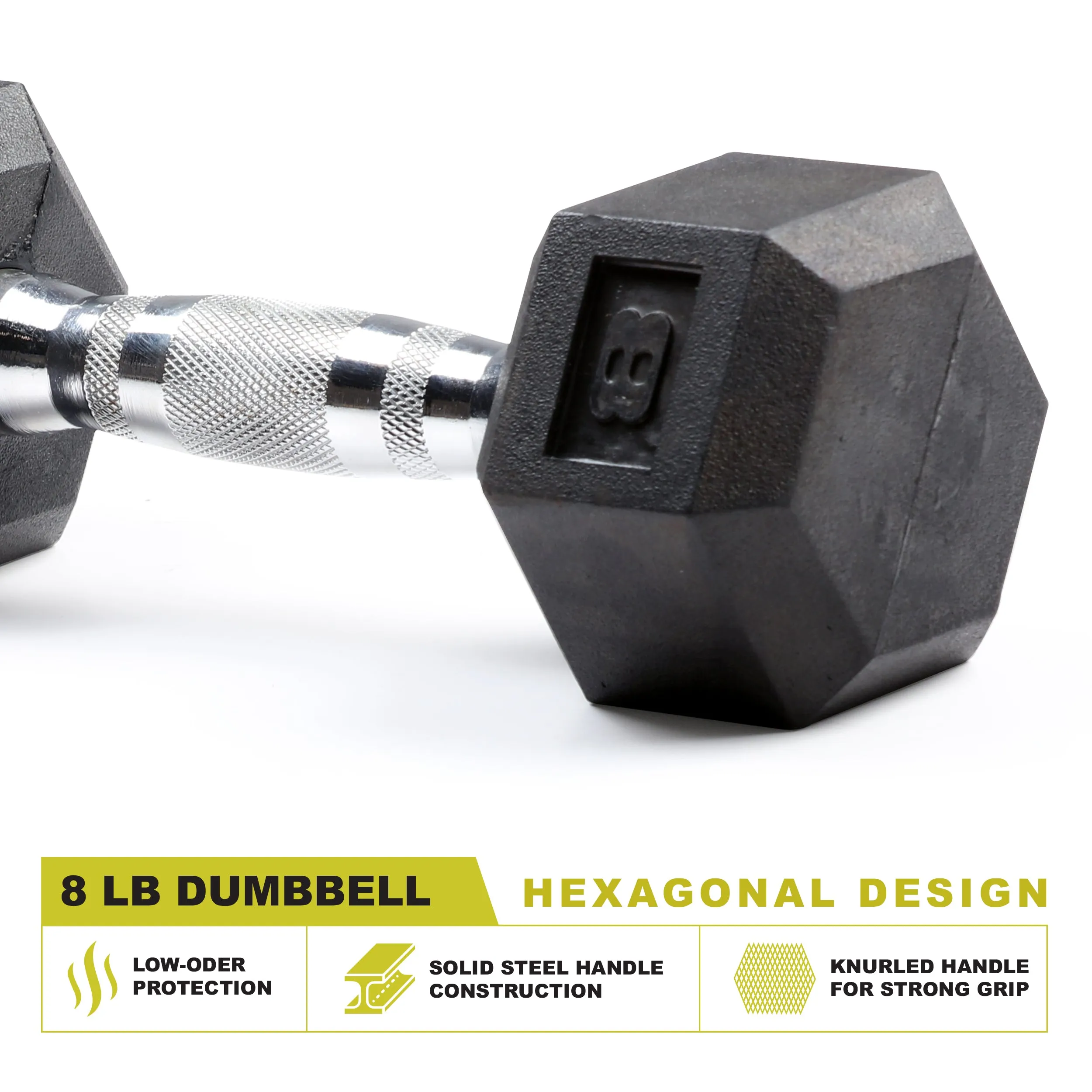 PRCTZ Rubber Encased Hex Dumbbell, Pair, 5-40lb