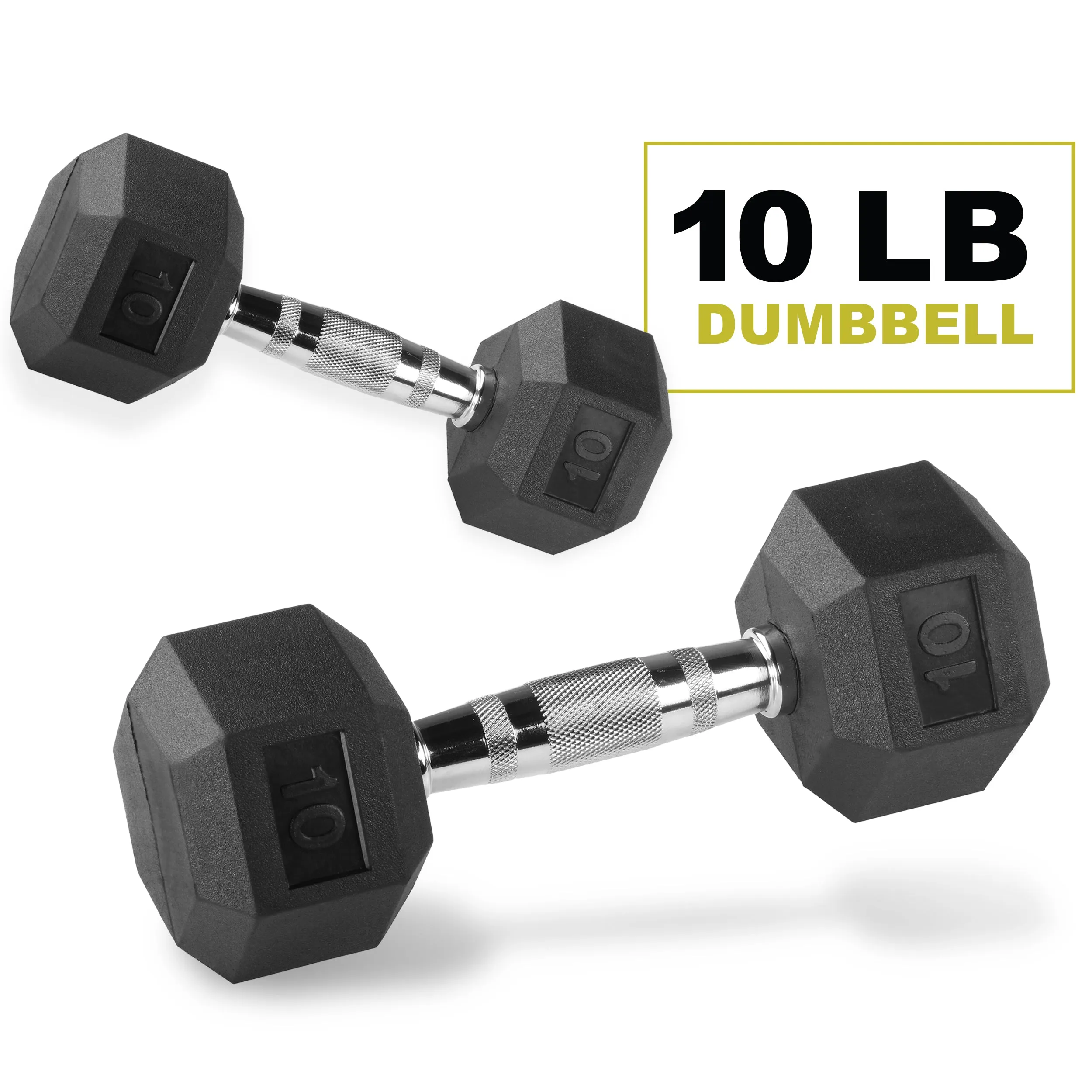 PRCTZ Rubber Encased Hex Dumbbell, Pair, 5-40lb